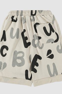 Style Core Aesthetics, New Style Trends Letter Print Drawstring Sport Shorts