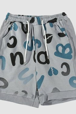 Style Core Aesthetics, New Style Trends Letter Print Drawstring Sport Shorts