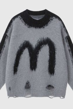 Style Core Aesthetics, New Style Trends Letter Print Knit Sweater