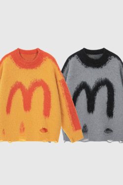 Style Core Aesthetics, New Style Trends Letter Print Knit Sweater