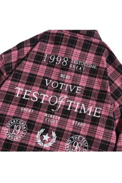 Style Core Aesthetics, New Style Trends Letter Printed Plaid Shirts