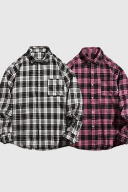 Style Core Aesthetics, New Style Trends Letter Printed Plaid Shirts