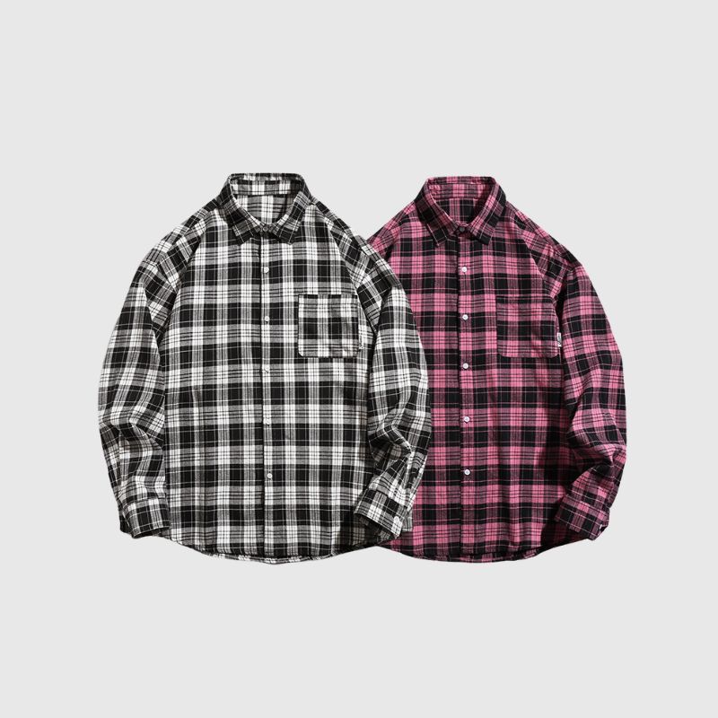 Style Core Aesthetics, New Style Trends Letter Printed Plaid Shirts Style Core Aesthetics, New Style Trends Letter Printed Plaid Shirts
