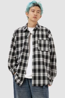 Style Core Aesthetics, New Style Trends Letter Printed Plaid Shirts