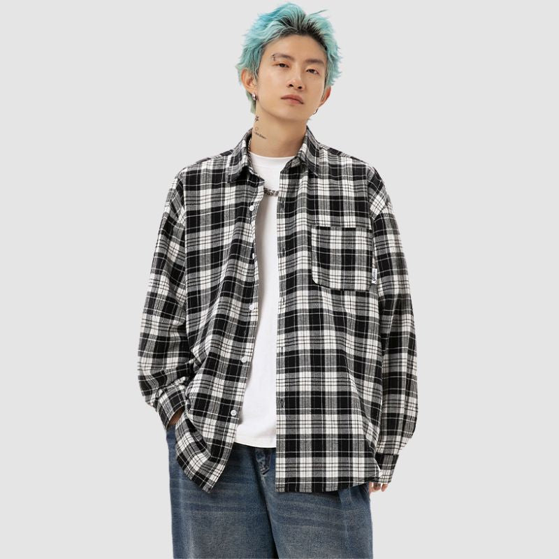 Style Core Aesthetics, New Style Trends Letter Printed Plaid Shirts Style Core Aesthetics, New Style Trends Letter Printed Plaid Shirts