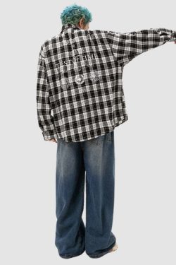 Style Core Aesthetics, New Style Trends Letter Printed Plaid Shirts