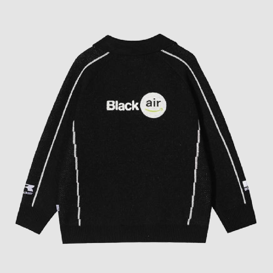 Style Core Aesthetics, New Style Trends Lightning Pattern Collared Sweater Style Core Aesthetics, New Style Trends Lightning Pattern Collared Sweater