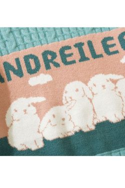 Style Core Aesthetics, New Style Trends Lovely Rabbit Print Cartoon Sweater