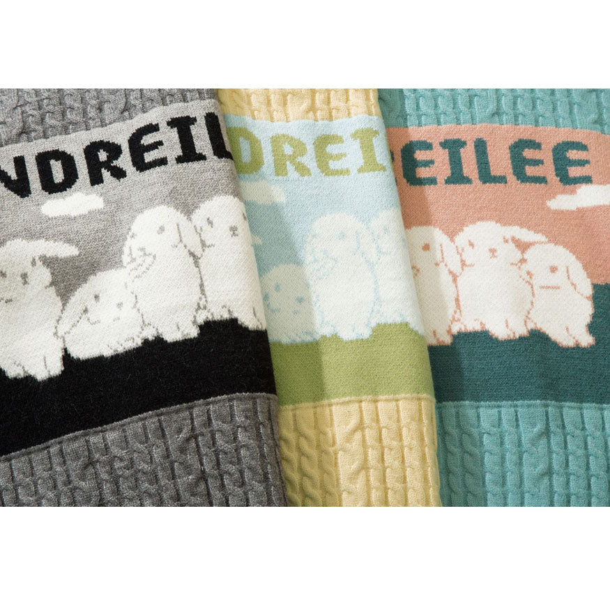 Style Core Aesthetics, New Style Trends Lovely Rabbit Print Cartoon Sweater Style Core Aesthetics, New Style Trends Lovely Rabbit Print Cartoon Sweater