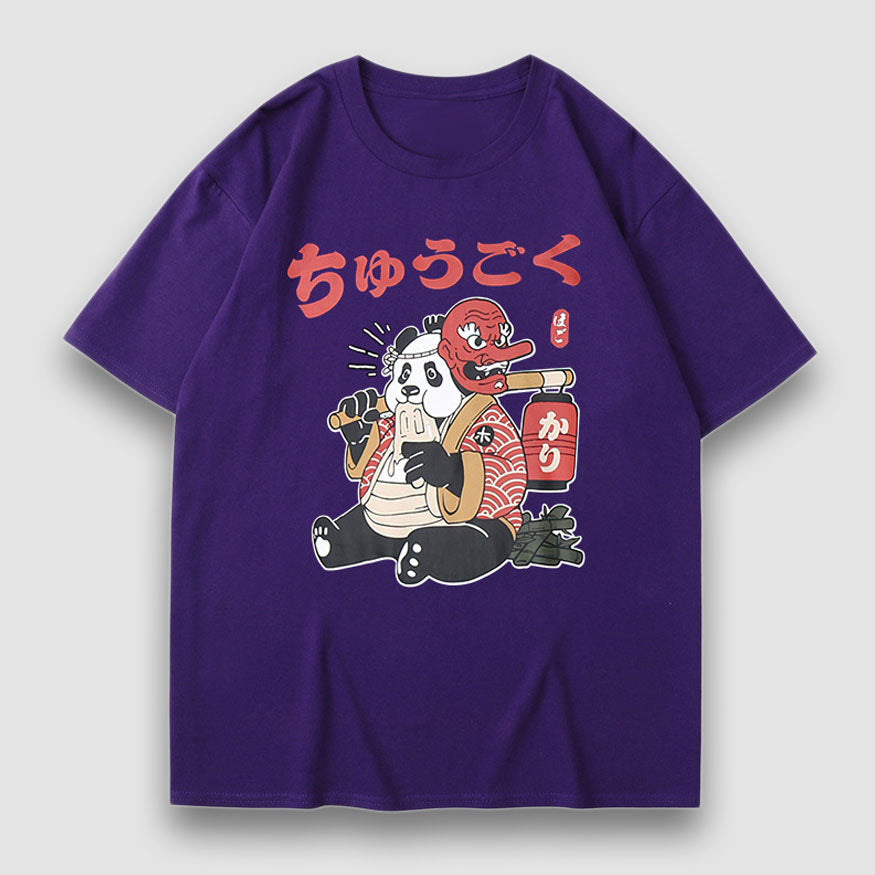 Style Core Aesthetics, New Style Trends Mask Panda Cartoon Print Tee Style Core Aesthetics, New Style Trends Mask Panda Cartoon Print Tee