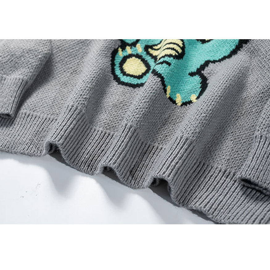 Style Core Aesthetics, New Style Trends Milk Tea Dinosaur Print Sweater Style Core Aesthetics, New Style Trends Milk Tea Dinosaur Print Sweater