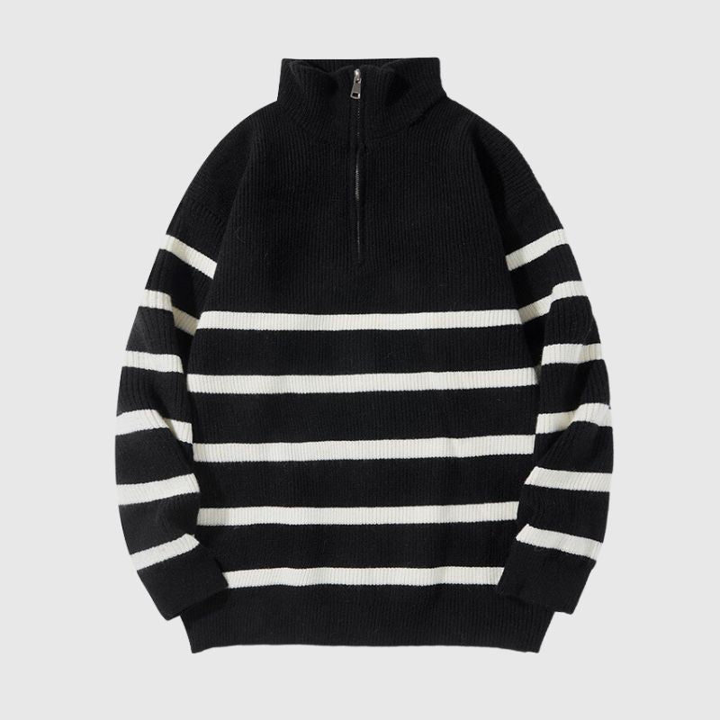 Style Core Aesthetics, New Style Trends Mock Neck Lapel Stripe Pullover Style Core Aesthetics, New Style Trends Mock Neck Lapel Stripe Pullover