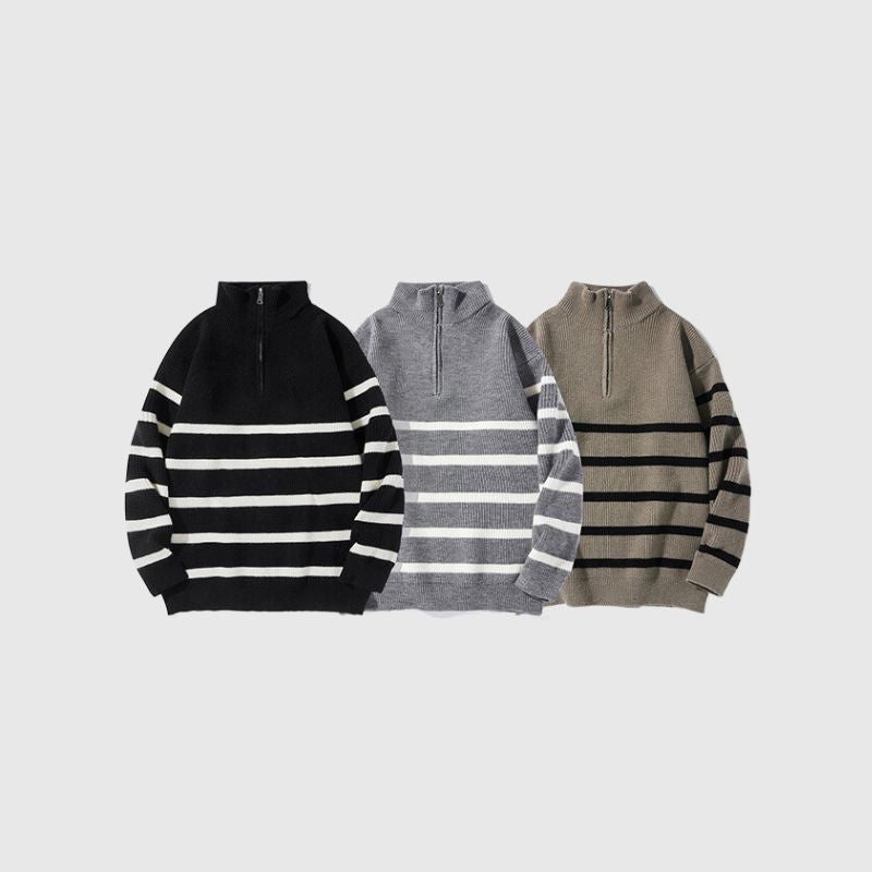 Style Core Aesthetics, New Style Trends Mock Neck Lapel Stripe Pullover Style Core Aesthetics, New Style Trends Mock Neck Lapel Stripe Pullover