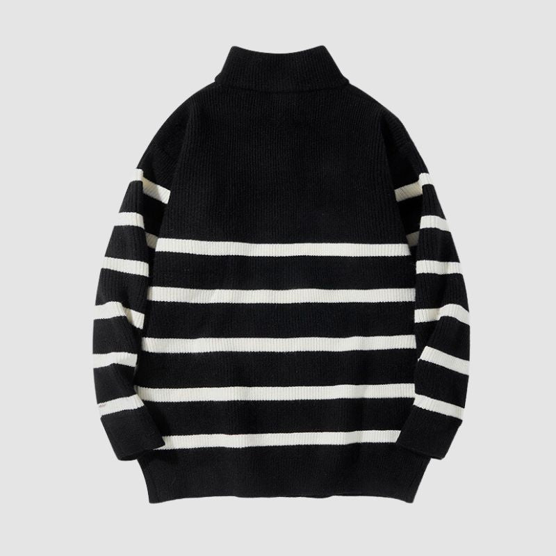 Style Core Aesthetics, New Style Trends Mock Neck Lapel Stripe Pullover Style Core Aesthetics, New Style Trends Mock Neck Lapel Stripe Pullover