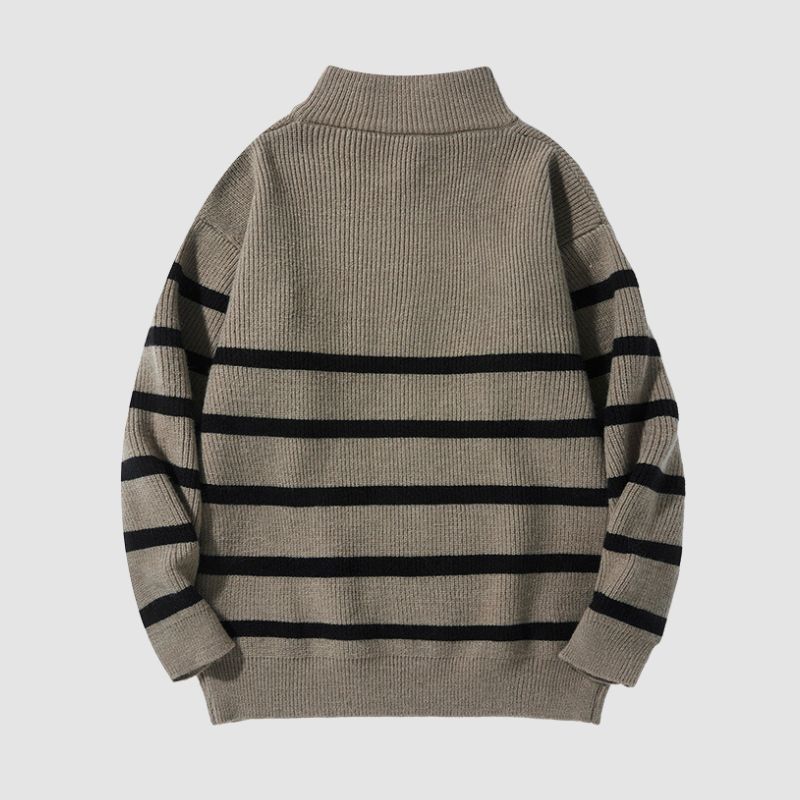 Style Core Aesthetics, New Style Trends Mock Neck Lapel Stripe Pullover Style Core Aesthetics, New Style Trends Mock Neck Lapel Stripe Pullover