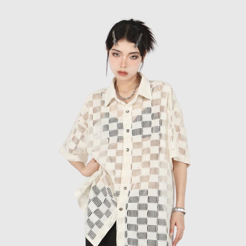 Style Core Aesthetics, New Style Trends Modern Hollow Patterned Shirt Style Core Aesthetics, New Style Trends Modern Hollow Patterned Shirt
