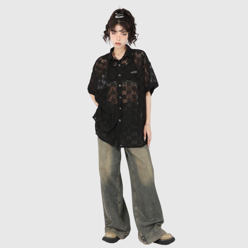 Style Core Aesthetics, New Style Trends Modern Hollow Patterned Shirt Style Core Aesthetics, New Style Trends Modern Hollow Patterned Shirt