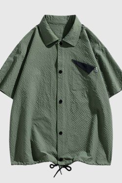 Style Core Aesthetics, New Style Trends Modern Textured Drawstring Shirt