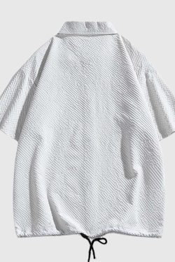 Style Core Aesthetics, New Style Trends Modern Textured Drawstring Shirt
