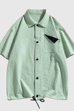 Style Core Aesthetics, New Style Trends Modern Textured Drawstring Shirt