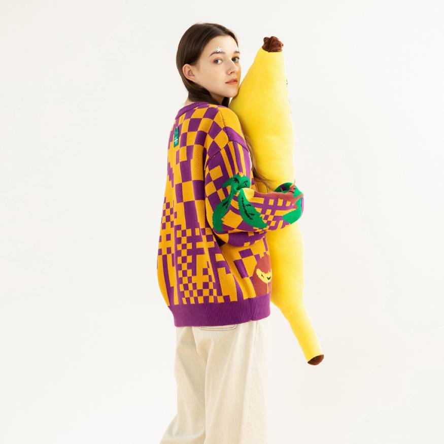 Style Core Aesthetics, New Style Trends Monkey & Banana Pattern Sweater Style Core Aesthetics, New Style Trends Monkey & Banana Pattern Sweater
