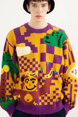 Style Core Aesthetics, New Style Trends Monkey & Banana Pattern Sweater