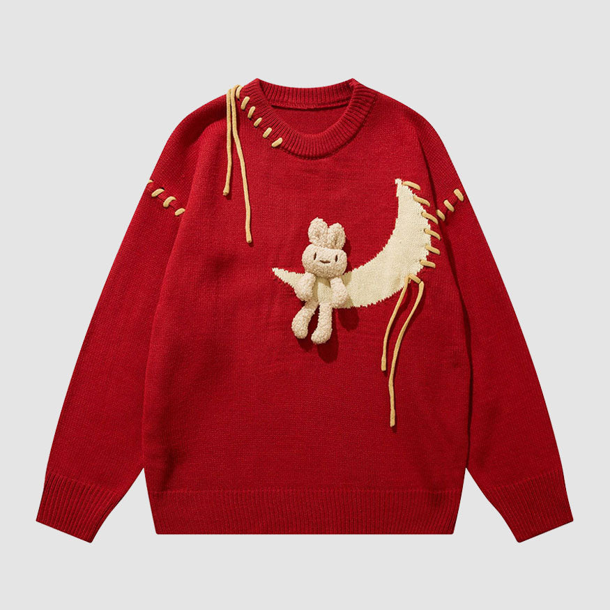 Style Core Aesthetics, New Style Trends Moon & Rabbit Doll Sweater Style Core Aesthetics, New Style Trends Moon & Rabbit Doll Sweater