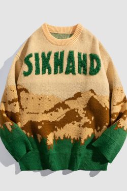 Style Core Aesthetics, New Style Trends Mountain Landscape Pattern Sweater