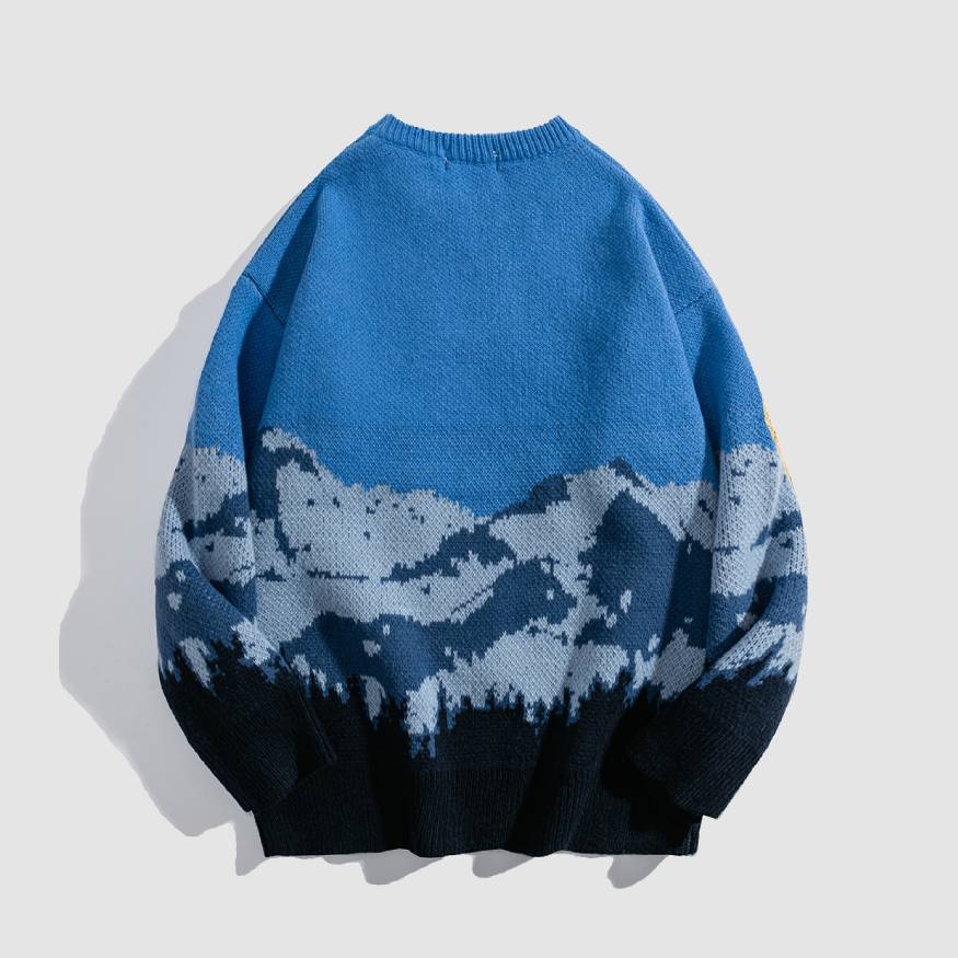 Style Core Aesthetics, New Style Trends Mountain Landscape Pattern Sweater Style Core Aesthetics, New Style Trends Mountain Landscape Pattern Sweater