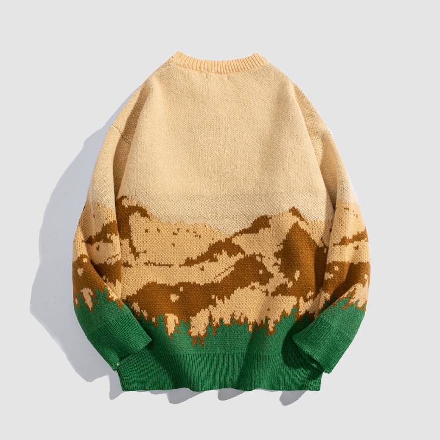 Style Core Aesthetics, New Style Trends Mountain Landscape Pattern Sweater Style Core Aesthetics, New Style Trends Mountain Landscape Pattern Sweater