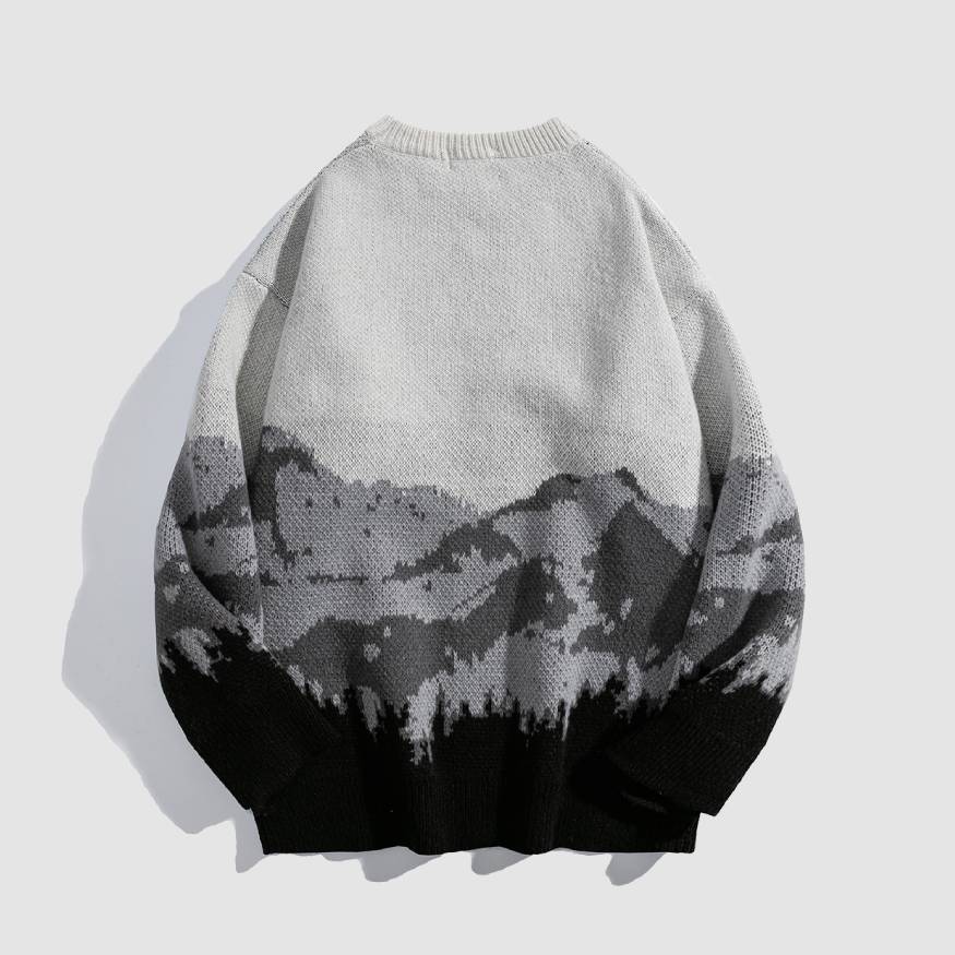 Style Core Aesthetics, New Style Trends Mountain Landscape Pattern Sweater Style Core Aesthetics, New Style Trends Mountain Landscape Pattern Sweater