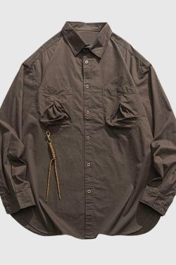 Style Core Aesthetics, New Style Trends Multi-Pockets Solid Shirts