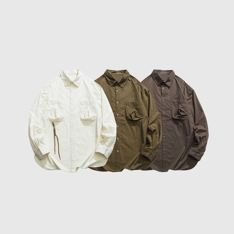 Style Core Aesthetics, New Style Trends Multi-Pockets Solid Shirts Style Core Aesthetics, New Style Trends Multi-Pockets Solid Shirts