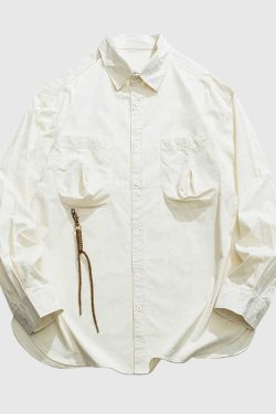 Style Core Aesthetics, New Style Trends Multi-Pockets Solid Shirts