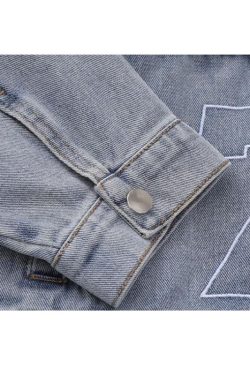 Style Core Aesthetics, New Style Trends Number Embroidered Denim Jacket