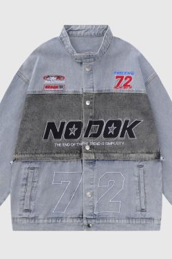 Style Core Aesthetics, New Style Trends Number Embroidered Denim Jacket