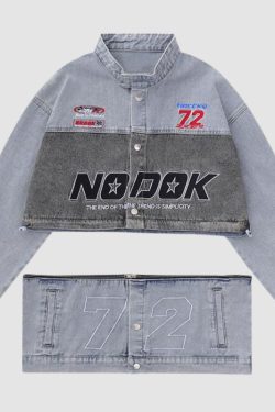 Style Core Aesthetics, New Style Trends Number Embroidered Denim Jacket
