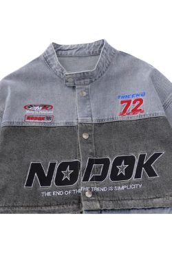 Style Core Aesthetics, New Style Trends Number Embroidered Denim Jacket