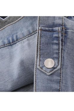 Style Core Aesthetics, New Style Trends Number Embroidered Denim Jacket