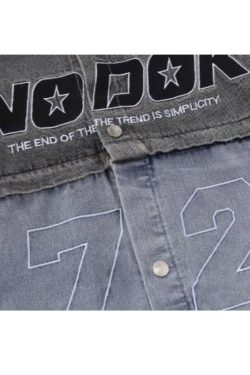 Style Core Aesthetics, New Style Trends Number Embroidered Denim Jacket