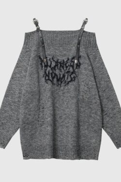 Style Core Aesthetics, New Style Trends One-Shoulder Lazy Style Loose Sweater