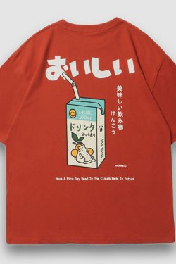 Style Core Aesthetics, New Style Trends Orange Juice Print Tee