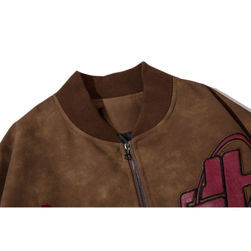 Style Core Aesthetics, New Style Trends Original Streetwear Embroidered Leather Baseball Jacket Style Core Aesthetics, New Style Trends Original Streetwear Embroidered Leather Baseball Jacket