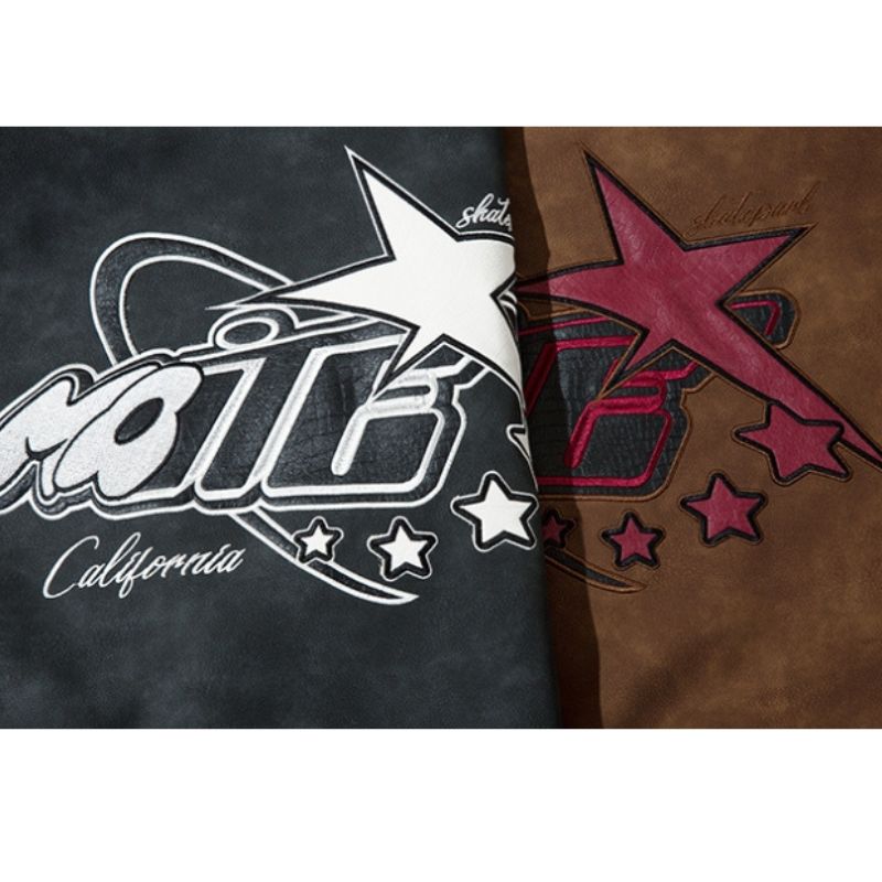 Style Core Aesthetics, New Style Trends Original Streetwear Embroidered Leather Baseball Jacket Style Core Aesthetics, New Style Trends Original Streetwear Embroidered Leather Baseball Jacket