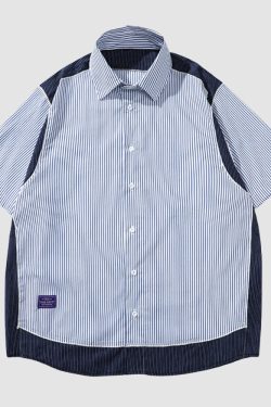 Style Core Aesthetics, New Style Trends Oversized Patchwork Stripe Shirts