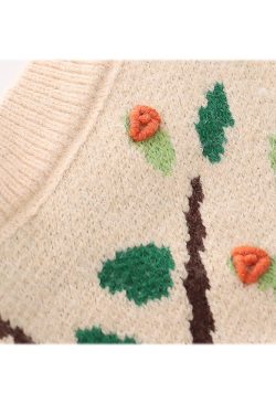 Style Core Aesthetics, New Style Trends Pastoral Illustration Vest Sweater