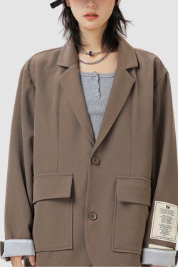 Style Core Aesthetics, New Style Trends Patch Pockets Casual Blazer