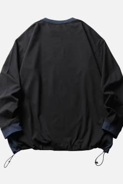 Style Core Aesthetics, New Style Trends Patchwork Drawstring Long-Sleeve Tee