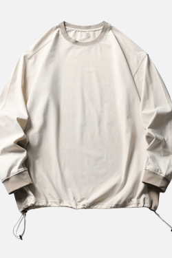 Style Core Aesthetics, New Style Trends Patchwork Drawstring Long-Sleeve Tee