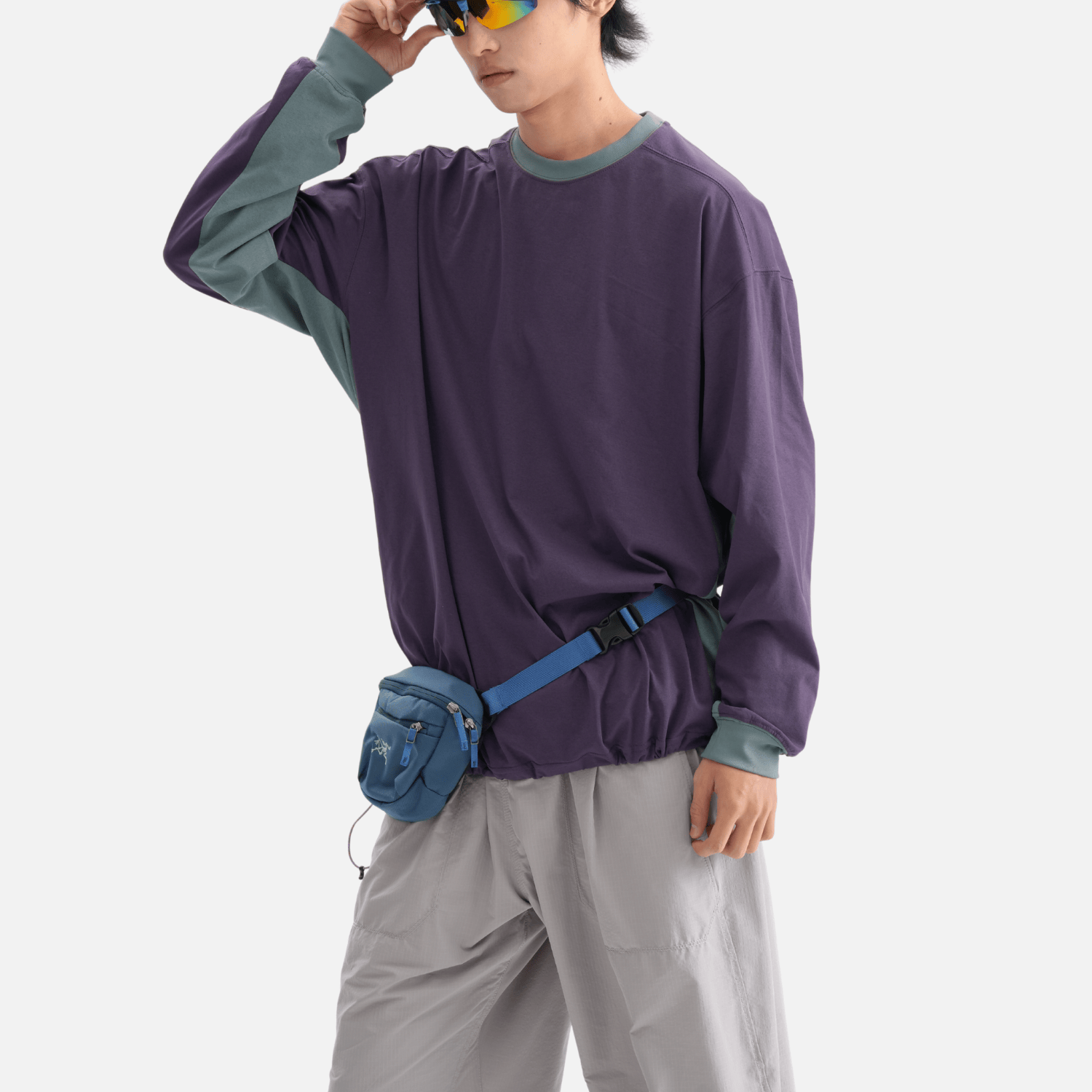 Style Core Aesthetics, New Style Trends Patchwork Drawstring Long-Sleeve Tee Style Core Aesthetics, New Style Trends Patchwork Drawstring Long-Sleeve Tee